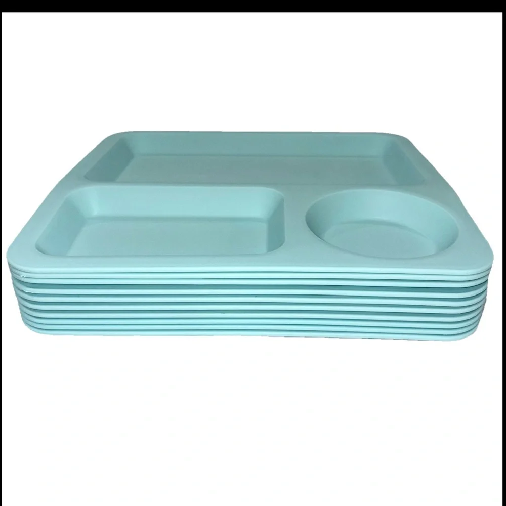 5 Divided Plates Trays Blue 3 Section Unbreakable BPA Free Pillowfort Kids Dish